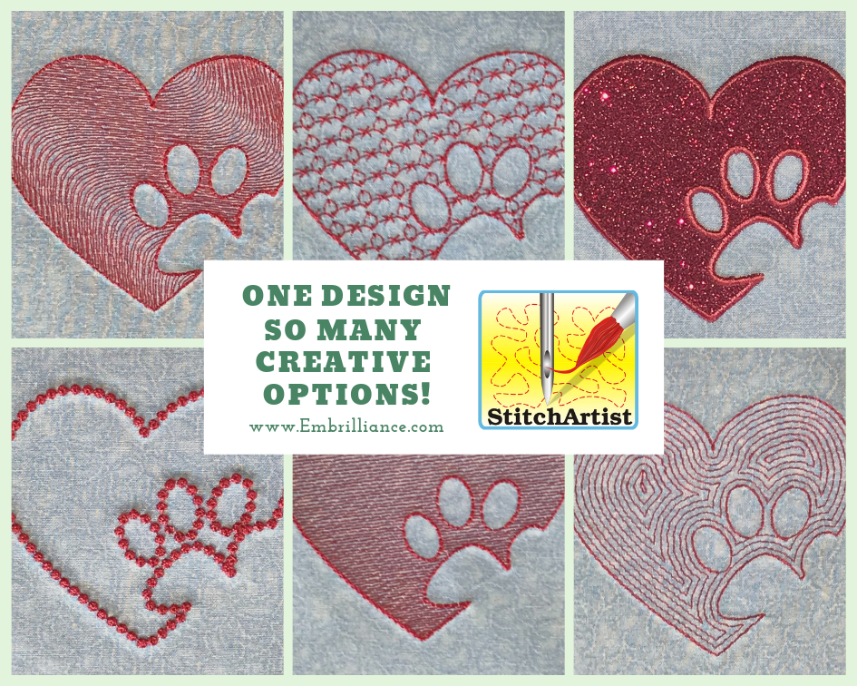 Love Paw Embroidery Design