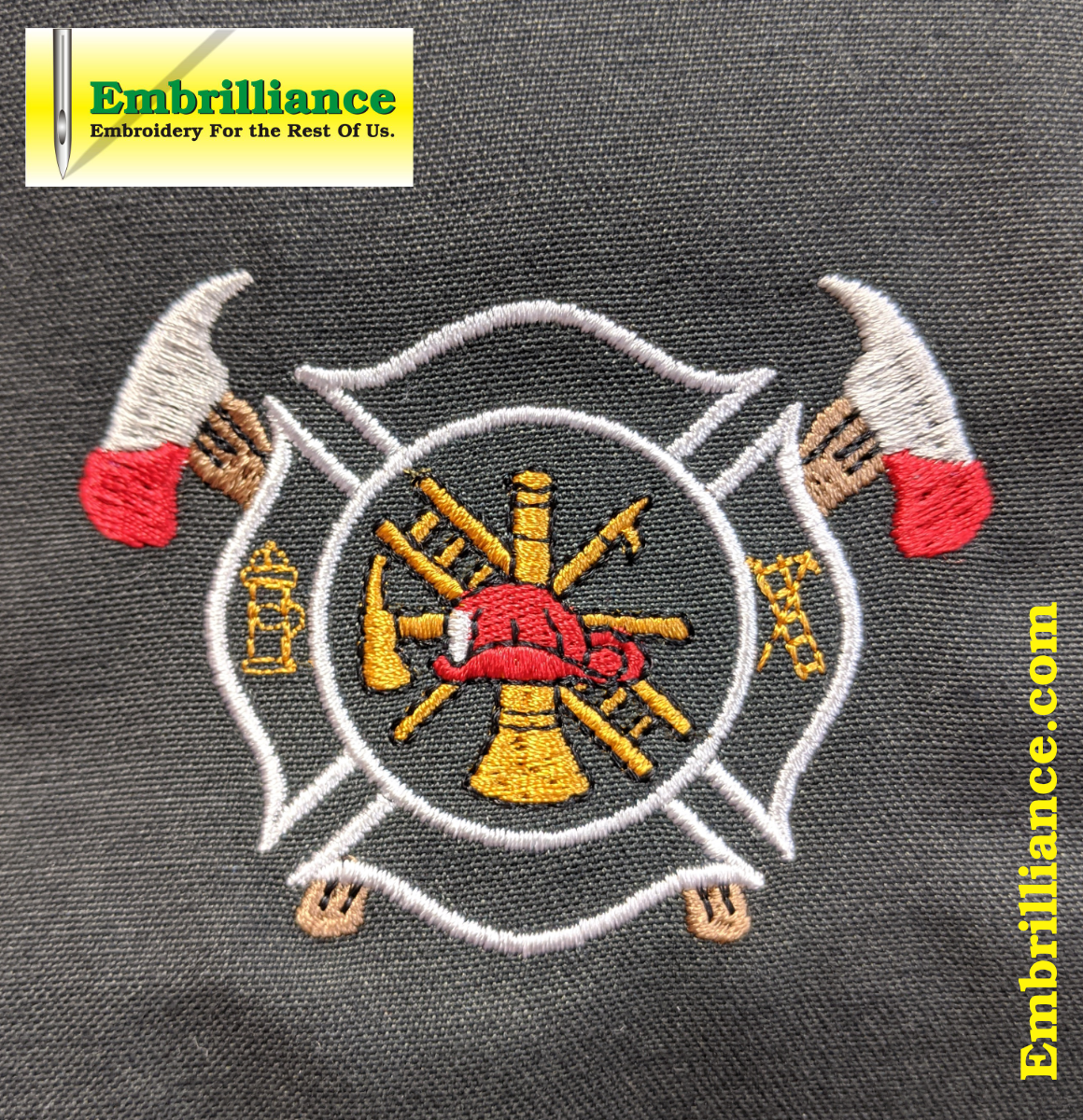 Stay Strong and Stitch On #25 – Firefighters’ Maltese Cross with Crossed Axes Embroidery Design