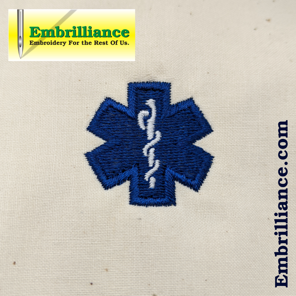 Stay Strong and Stitch On #2 – Star of Life EMT / Emergency Medicine Embroidery Design