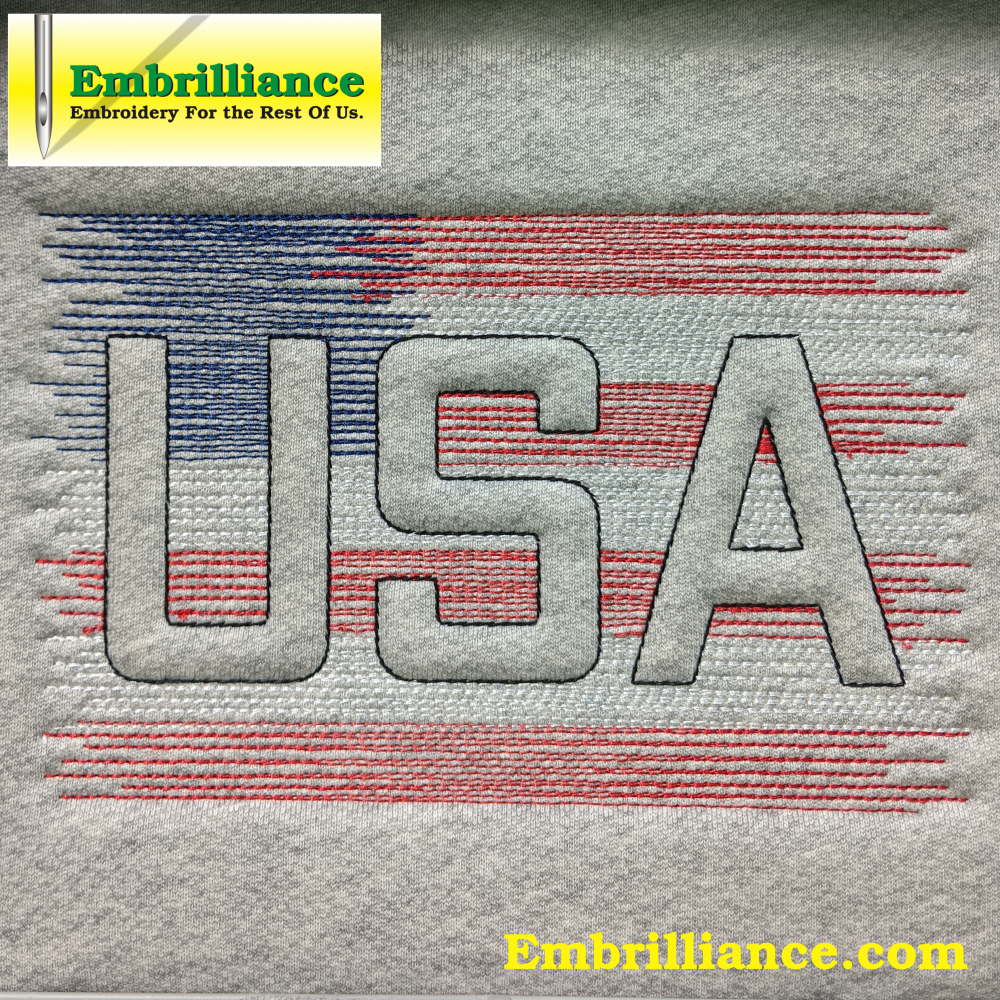 Free USA Flag-Inspired Scribble Trapunto Embroidery Design for Independence Day