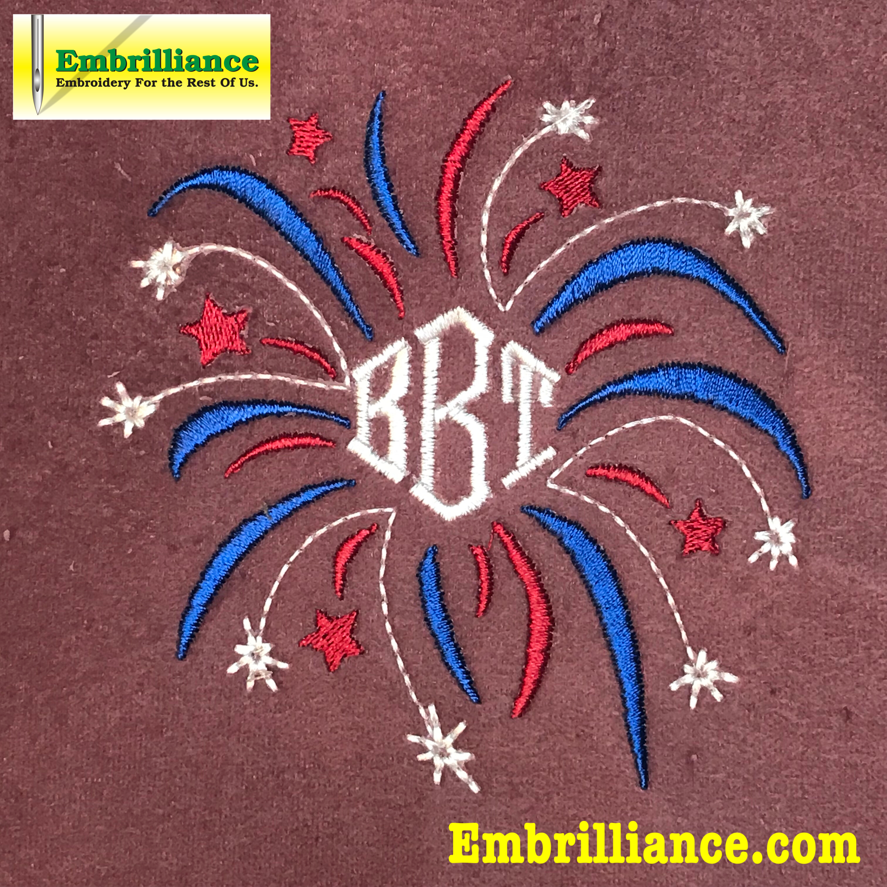 Free 4th of July Fireworks Monogram Frame Machine Embroidery Design (Updated- New Design)