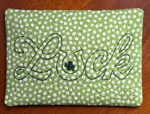 Free In the Hoop Lucky Mug Rug design